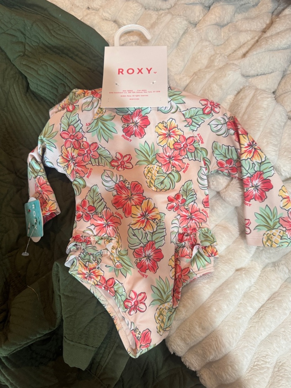 Roxy Pink Tropical Floral Long-Sleeve Infant Rashguard